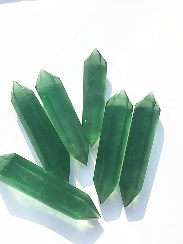 Magicun Crystal~Natural crystal fluorite double tip, green fluorite crystal column energy decoration wholesale
