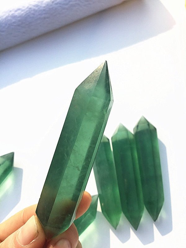 Magicun Crystal~Natural crystal fluorite double tip, green fluorite crystal column energy decoration wholesale