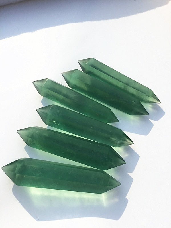 Magicun Crystal~Natural crystal fluorite double tip, green fluorite crystal column energy decoration wholesale