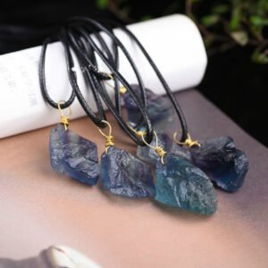 Magicun Crystal~Natural crystal fluorite octahedron pendant  crystal original stone wrapped necklace pendant  spiritual  pendulum wholesale