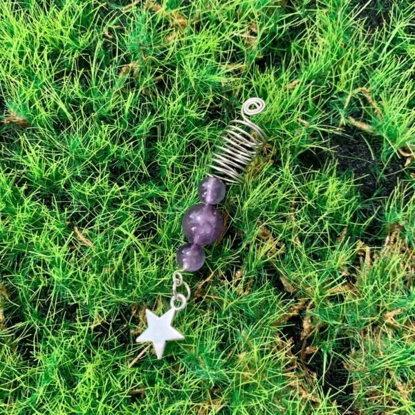 Natural crystal hair ring, colorful crystal hair beads, braided , Viking hair ring gift