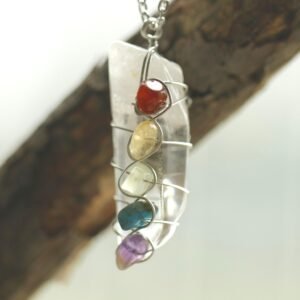 Natural crystal multicolored necklace seven chakra pendant raw crystal natural color natural quartz gift