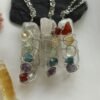 Natural crystal multicolored necklace seven chakra pendant raw crystal natural color natural quartz gift