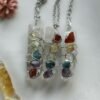 Natural crystal multicolored necklace seven chakra pendant raw crystal natural color natural quartz gift