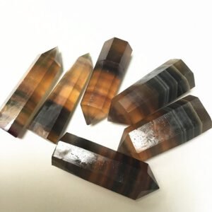 Magicun Crystal~Natural fluorite hexagonal column Yellow fluorite crystal column color fluorite single tip column decoration