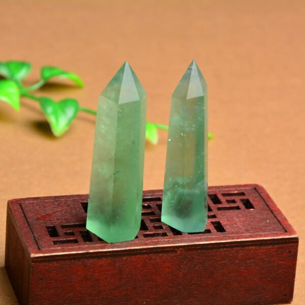 Magicun Crystal~Natural green stone purple fluorite crystal column decoration green crystal degaussing energy hexagonal prism8 cm 910 11 12 cm