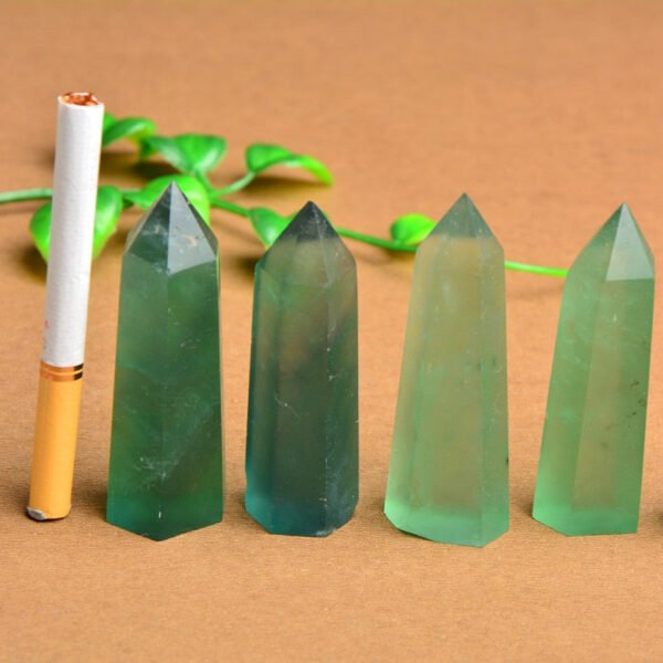 Magicun Crystal~Natural green stone purple fluorite crystal column decoration green crystal degaussing energy hexagonal prism8 cm 910 11 12 cm