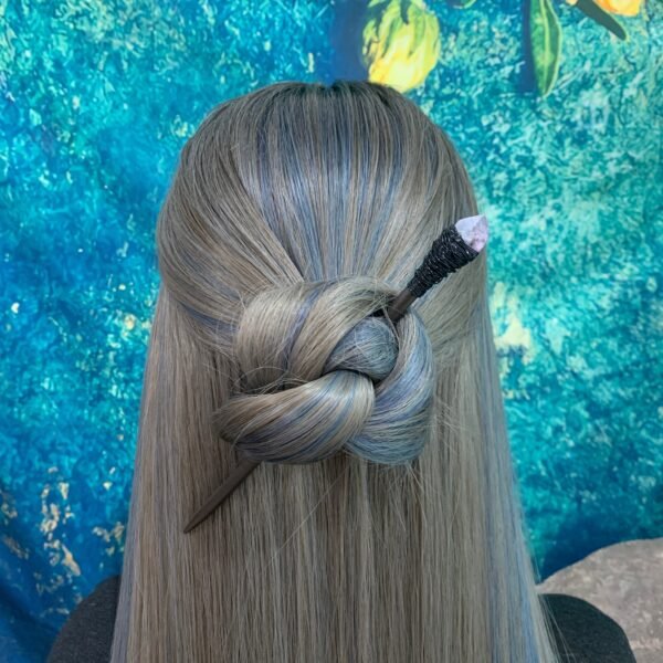 Natural quartz stone wood hairpin 19-20 cm handmade crystal hairpin bridal hair comb crystal hair ornament BOHO wedding gift