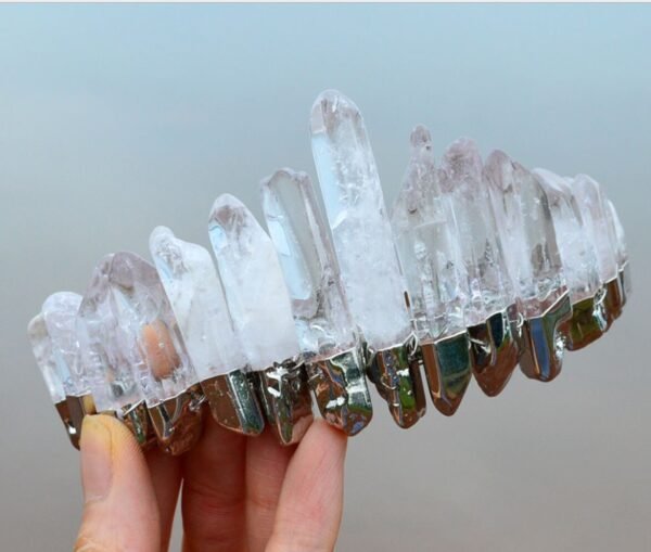 Natural raw crystal crown silver-plated moon headband Wicca photography props witch accessories  wedding bridal