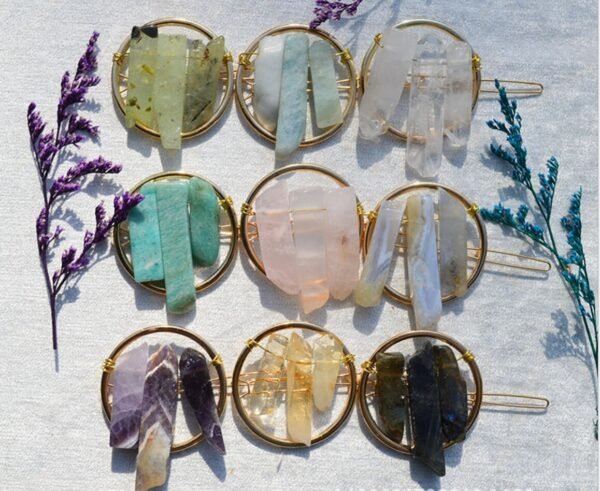 Natural raw crystal hairpin Wicca photography props witch accessories  wedding bridal gifts