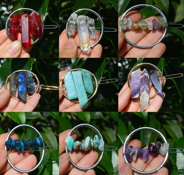 Natural raw crystal hairpin Wicca photography props witch accessories  wedding bridal gifts