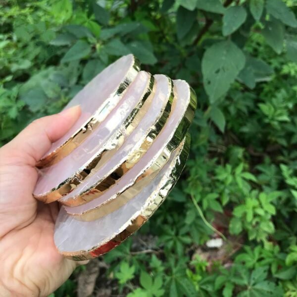 Magicun Crystal~Natural rose quartz crystal powder coaster coasters  stone coaster