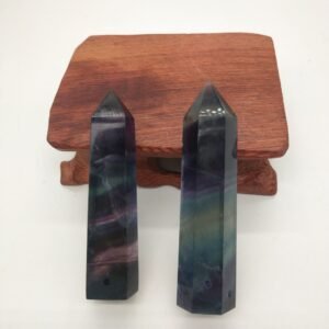 Magicun Crystal~Natural rough stone hexagonal crystal column colorful fluorite column ornaments green fluorite purple fluorite 8-9cm