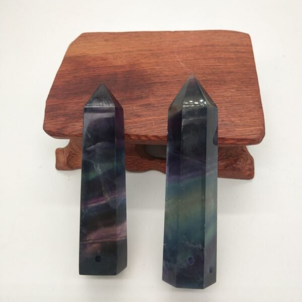 Magicun Crystal~Natural rough stone hexagonal crystal column colorful fluorite column ornaments green fluorite purple fluorite 8-9cm