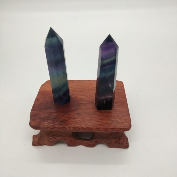 Magicun Crystal~Natural rough stone hexagonal crystal column colorful fluorite column ornaments green fluorite purple fluorite 8-9cm