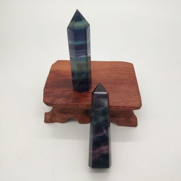 Magicun Crystal~Natural rough stone hexagonal crystal column colorful fluorite column ornaments green fluorite purple fluorite 8-9cm