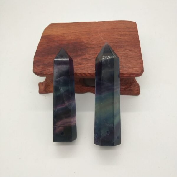 Magicun Crystal~Natural rough stone hexagonal crystal column colorful fluorite column ornaments green fluorite purple fluorite 8-9cm