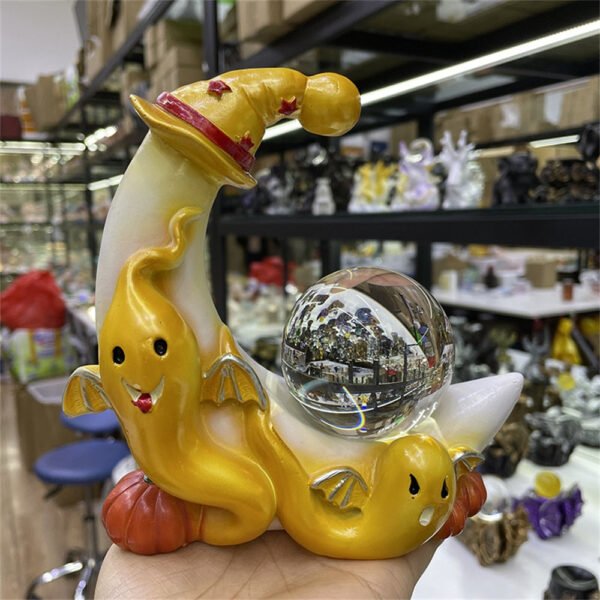 Naughty Moon Ghost Baby Model Resin Craft Ornaments Crystal Ball Base Home Office Decoration Accessories Suitable for 4-8cm Ball