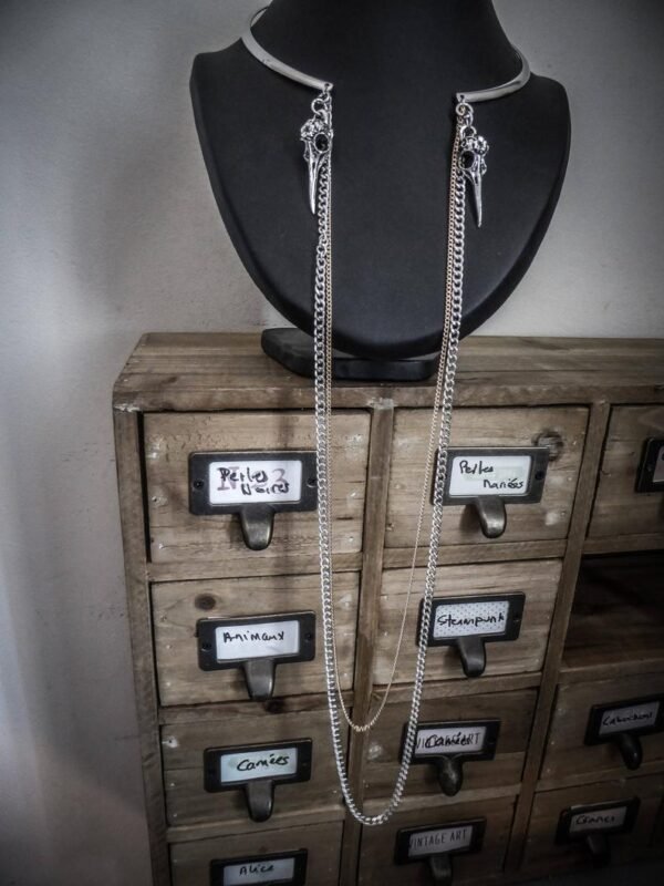Necklace chains silver plated goth Skullbirds