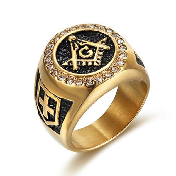 Magic Ring~ AG Stainless Steel Ring Men Vintage Gold Male Hiphop Rock Man Rings Retro Free Mason Freemasonry Masonic Punk Jewelry