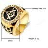 Magic Ring~ AG Stainless Steel Ring Men Vintage Gold Male Hiphop Rock Man Rings Retro Free Mason Freemasonry Masonic Punk Jewelry