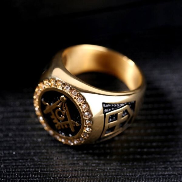 Magic Ring~ AG Stainless Steel Ring Men Vintage Gold Male Hiphop Rock Man Rings Retro Free Mason Freemasonry Masonic Punk Jewelry
