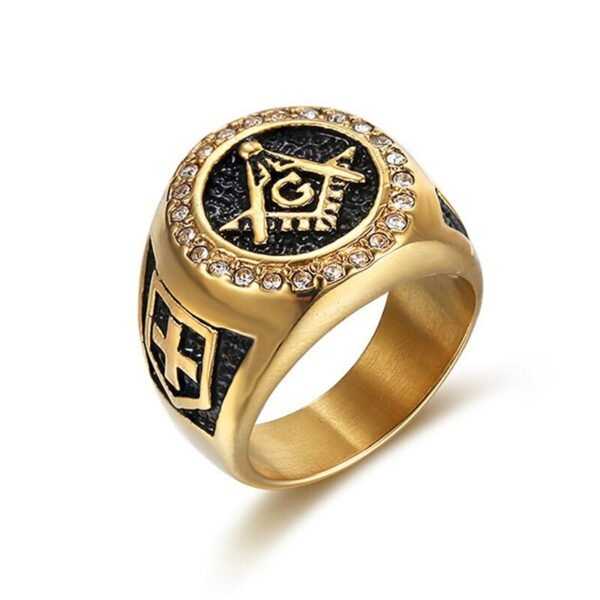 Magic Ring~ AG Stainless Steel Ring Men Vintage Gold Male Hiphop Rock Man Rings Retro Free Mason Freemasonry Masonic Punk Jewelry