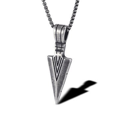 Viking Magic~Never Fade Amazing Price ARROWHEAD KUNAI PRIMAL NECKLACE FOR MEN SPEARHEAD JEWELLERY STAINLESS STEEL TRIBAL SURF PENDANT JEWELRY