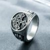 Magic Ring~Never Fade Classic Cross of Lorraine Silver Signet Rings Mens Stainless Steel Biker Ring Biker Fashion Jewelry HF455