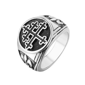 Magic Ring~ Classic Cross of Lorraine Silver Signet Rings Mens Stainless Steel Biker Ring Biker Fashion Jewelry HF455