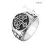 Magic Ring~Never Fade Classic Cross of Lorraine Silver Signet Rings Mens Stainless Steel Biker Ring Biker Fashion Jewelry HF455