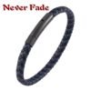 Viking Magic~Never Fade Classic Style Men Leather Bracelet Simple Black Stainless Steel Button Neutral Accessories Hand-woven Jewelry Gifts