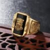 Magic Ring~ Gold Tone Stainless Steel Colorful Rhinestone 1973 Walton Tigers Signet Rings for Men Male