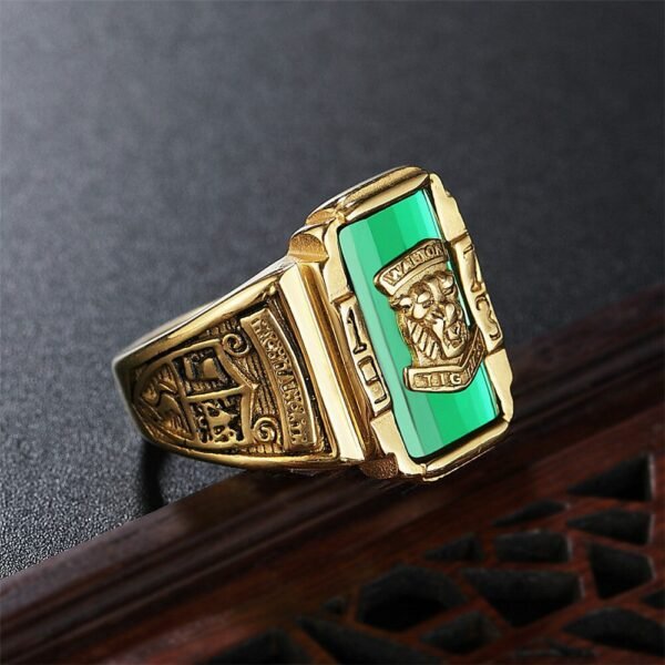 Magic Ring~ Gold Tone Stainless Steel Colorful Rhinestone 1973 Walton Tigers Signet Rings for Men Male