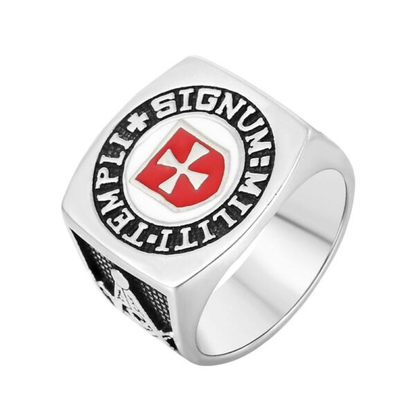 Magic Ring~ Male Iron Knights Templar Cross Silver Freemason Masonic Band Stainless Steel Ring Mason Jewelry Rings for Men HF339