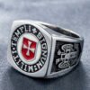 Magic Ring~ Male Iron Knights Templar Cross Silver Freemason Masonic Band Stainless Steel Ring Mason Jewelry Rings for Men HF339