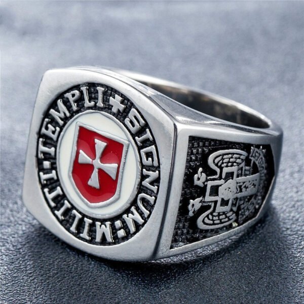 Magic Ring~ Male Iron Knights Templar Cross Silver Freemason Masonic Band Stainless Steel Ring Mason Jewelry Rings for Men HF339