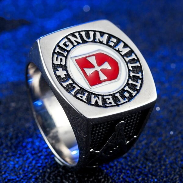 Magic Ring~ Male Iron Knights Templar Cross Silver Freemason Masonic Band Stainless Steel Ring Mason Jewelry Rings for Men HF339