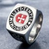 Magic Ring~ Male Iron Knights Templar Cross Silver Freemason Masonic Band Stainless Steel Ring Mason Jewelry Rings for Men HF339