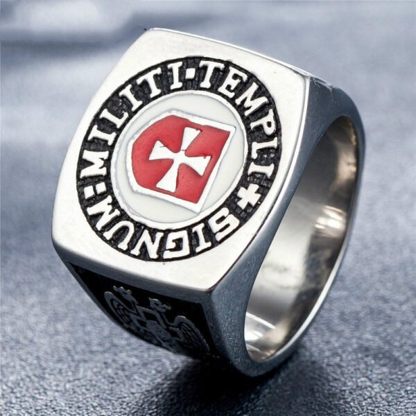 Magic Ring~ Male Iron Knights Templar Cross Silver Freemason Masonic Band Stainless Steel Ring Mason Jewelry Rings for Men HF339