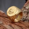 Magic Ring~ Men Ring Punk Gold Lion Ring Stainless steel Biker Round Animal Rings Jewelry Party Power Design high quality Jewelry