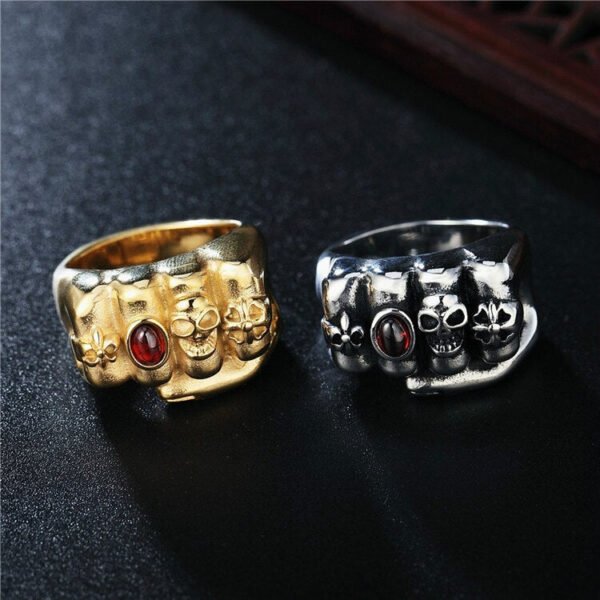 Magic Ring~ Men's Fashion Punk Rock Biker Skull Fist FW Ring, Vintage Gothic Cross Ring US Size 7 To 13 HF485