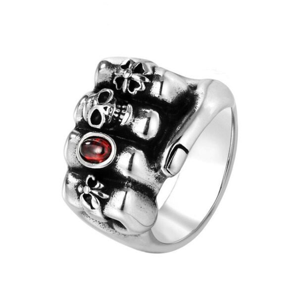 Magic Ring~Never Fade Men's Fashion Punk Rock Biker Skull Fist FW Ring, Vintage Gothic Cross Ring US Size 7 To 13 HF485