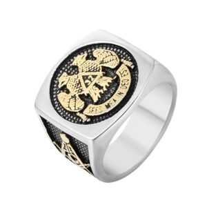 Magic Ring~ Men's Gold silver plated Mason Signet Ring Stainless Steel Freemason Masonic Rings For Men Party ring Jewelry HF328