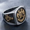 Magic Ring~ Men's Gold silver plated Mason Signet Ring Stainless Steel Freemason Masonic Rings For Men Party ring Jewelry HF328