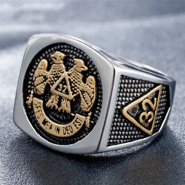 Magic Ring~ Men's Gold silver plated Mason Signet Ring Stainless Steel Freemason Masonic Rings For Men Party ring Jewelry HF328