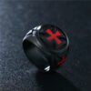 Magic Ring~ Men's Ring Black color Stainless Steel Red Armor Shield Knight Templar Crusader Cross Ring Punk Jewelry Drop Shipping