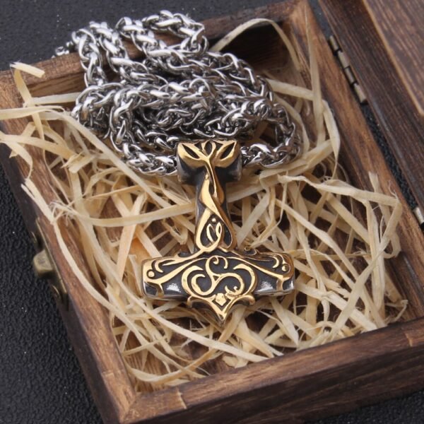 Never Fade Mix Gold thor's hammer mjolnir necklace viking scandinavian norse viking necklace Men Stainless Steel gift