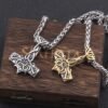 Never Fade Mix Gold thor's hammer mjolnir necklace viking scandinavian norse viking necklace Men Stainless Steel gift
