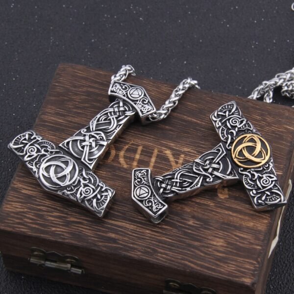 Never Fade Mix Gold thor's hammer necklace viking scandinavian Odin viking necklace Men Stainless Steel gift